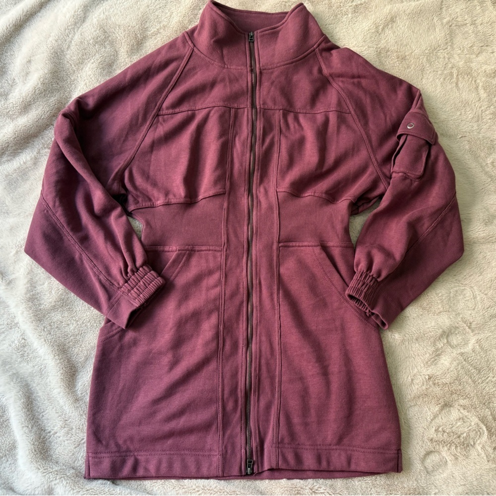 NWT Anthropologie Daily Practice Long-Sleeve Pop Trick Dress Burgundy Size M - Picture 3 of 13